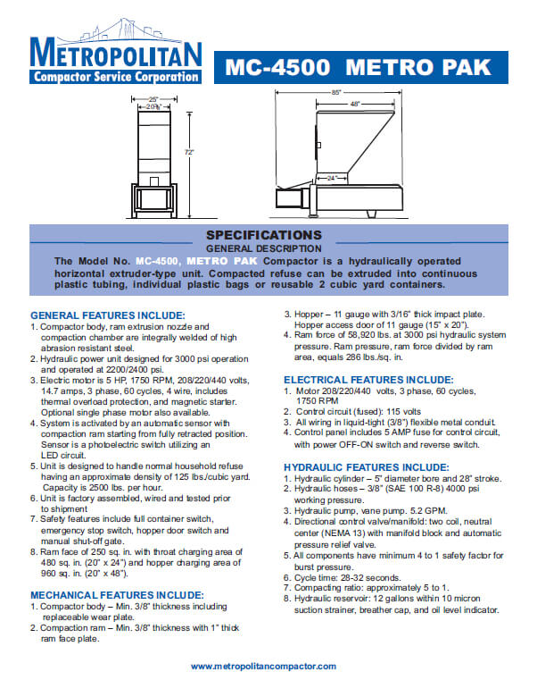 Metro-Pak MC-4500 Bag Compactor
