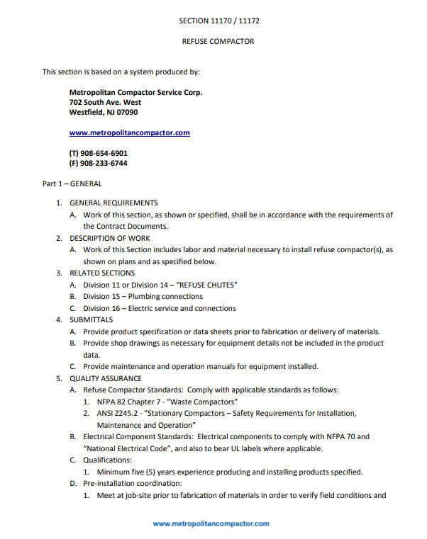 Compactor Specifications